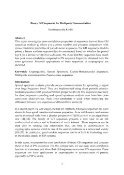 Binary GH Sequences for Multiparty Communication