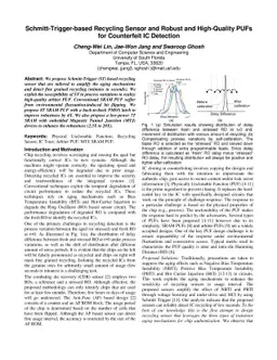 Schmitt-Trigger-based Recycling Sensor and Robust and High-Quality PUFs
  for Counterfeit IC Detection