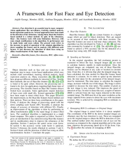 A Framework for Fast Face and Eye Detection