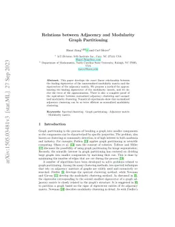 Relations Between Adjacency and Modularity Graph Partitioning