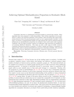 Achieving Optimal Misclassification Proportion in Stochastic Block Model