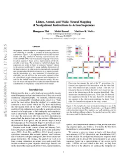 Listen, Attend, and Walk: Neural Mapping of Navigational Instructions to
  Action Sequences