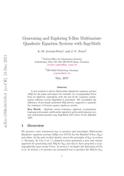 Generating and Exploring S-Box Multivariate Quadratic Equation Systems
  with SageMath