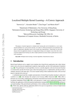 Localized Multiple Kernel Learning---A Convex Approach
