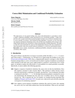 Convex Risk Minimization and Conditional Probability Estimation