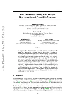 Fast Two-Sample Testing with Analytic Representations of Probability
  Measures
