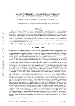 Post-Reconstruction Deconvolution of PET Images by Total Generalized
  Variation Regularization