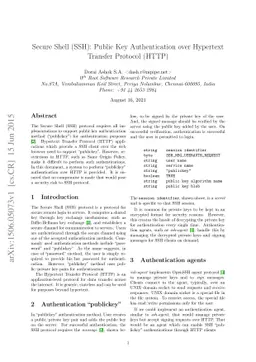Secure Shell (SSH): Public Key Authentication over Hypertext Transfer
  Protocol (HTTP)