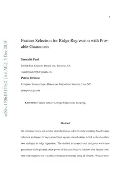 Feature Selection for Ridge Regression with Provable Guarantees