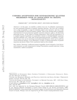 Uniform Asymptotics for Nonparametric Quantile Regression with an
  Application to Testing Monotonicity