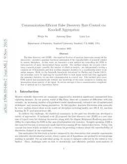 Communication-Efficient False Discovery Rate Control via Knockoff
  Aggregation