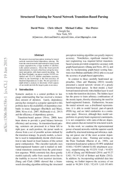 Structured Training for Neural Network Transition-Based Parsing