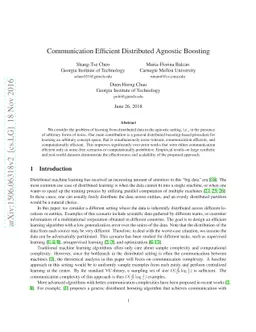 Communication Efficient Distributed Agnostic Boosting