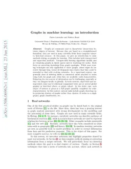 Graphs in machine learning: an introduction