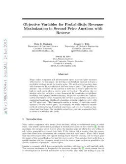 Objective Variables for Probabilistic Revenue Maximization in
  Second-Price Auctions with Reserve