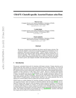 CRAFT: ClusteR-specific Assorted Feature selecTion