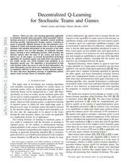 Decentralized Q-Learning for Stochastic Teams and Games