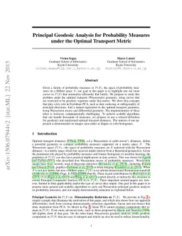 Principal Geodesic Analysis for Probability Measures under the Optimal
  Transport Metric