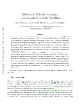 Efficiency of delayed-acceptance random walk Metropolis algorithms