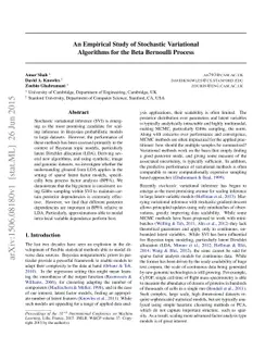 An Empirical Study of Stochastic Variational Algorithms for the Beta
  Bernoulli Process