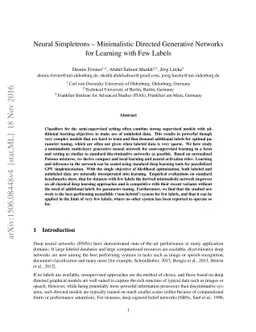 Neural Simpletrons - Minimalistic Directed Generative Networks for
  Learning with Few Labels
