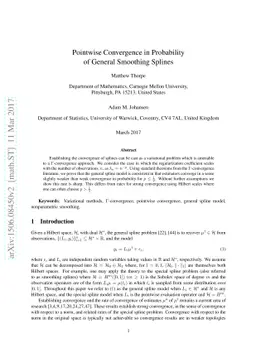 Pointwise Convergence in Probability of General Smoothing Splines