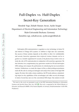 Full-Duplex vs. Half-Duplex Secret-Key Generation