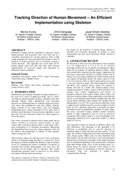 Tracking Direction of Human Movement - An Efficient Implementation using
  Skeleton