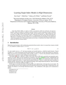 Learning Single Index Models in High Dimensions