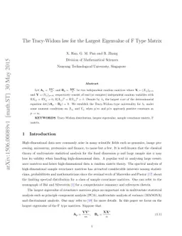 The Tracy-Widom law for the Largest Eigenvalue of F Type Matrix
