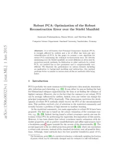 Robust PCA: Optimization of the Robust Reconstruction Error over the
  Stiefel Manifold