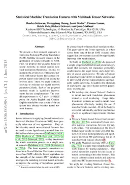 Statistical Machine Translation Features with Multitask Tensor Networks