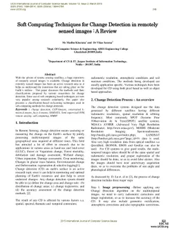 Soft Computing Techniques for Change Detection in remotely sensed images
  : A Review
