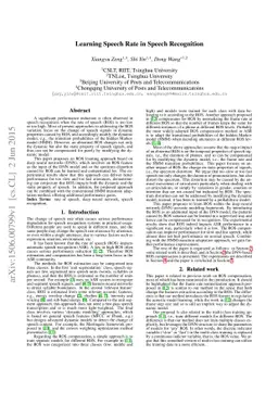 Learning Speech Rate in Speech Recognition