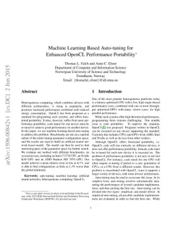 Machine Learning Based Auto-tuning for Enhanced OpenCL Performance
  Portability