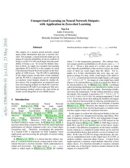 Unsupervised Learning on Neural Network Outputs: with Application in
  Zero-shot Learning