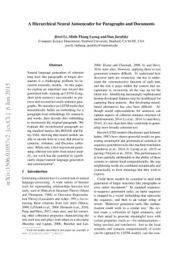 A Hierarchical Neural Autoencoder for Paragraphs and Documents