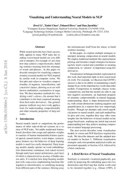 Visualizing and Understanding Neural Models in NLP