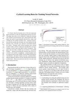 Cyclical Learning Rates for Training Neural Networks