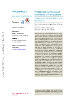 Probabilistic Numerics and Uncertainty in Computations