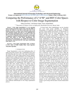 Comparing the Performance of L*A*B* and HSV Color Spaces with Respect to
  Color Image Segmentation
