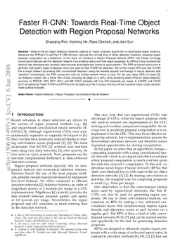 Faster R-CNN: Towards Real-Time Object Detection with Region Proposal
  Networks