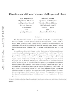 Classification with many classes: challenges and pluses