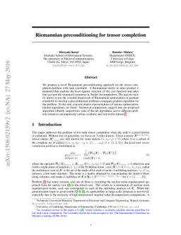 Riemannian preconditioning for tensor completion