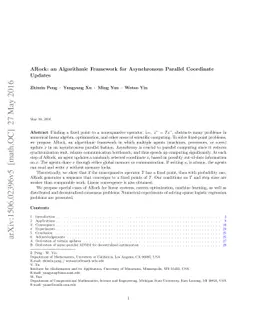 ARock: an Algorithmic Framework for Asynchronous Parallel Coordinate
  Updates