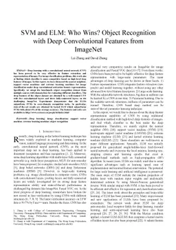 SVM and ELM: Who Wins? Object Recognition with Deep Convolutional
  Features from ImageNet