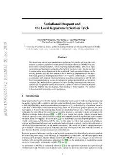 Variational Dropout and the Local Reparameterization Trick