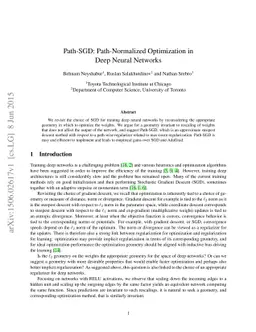 Path-SGD: Path-Normalized Optimization in Deep Neural Networks