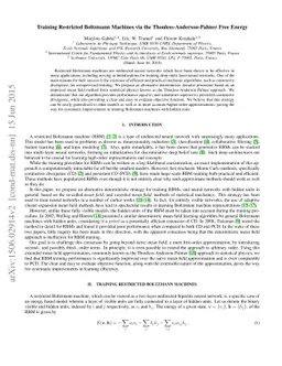Training Restricted Boltzmann Machines via the Thouless-Anderson-Palmer
  Free Energy