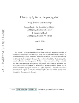 Clustering by transitive propagation